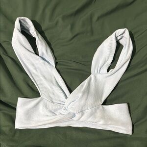 Baby Blue Ribbed Twist Front Crop Top